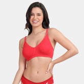 Envie women’s red minimiser bra non padded non wired 3/4th coverage soft cotton bra