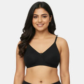 Seamless black minimiser bra Envie 3/4th coverage non wired lightweight smooth finish bra for women