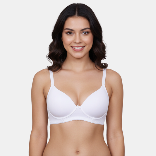 Envie Padded Non Wired Moulded 3/4th Coverage T-shirt Bra - NVB1143 (White)