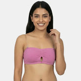 Pink bandeau bra Envie transparent back medium coverage strapless bra for off shoulder and tube outfits