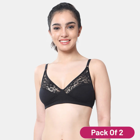 Envie Value+ Non-Padded Non-Wired 3/4th Coverage Minimiser Lace Bra - NVB1091 (Black)