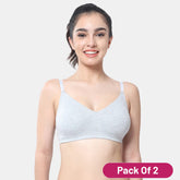 Envie Pack of 2 Non-Padded Non-Wired Full Coverage T-Shirt Bra - NVB1092 (Grey Melange)