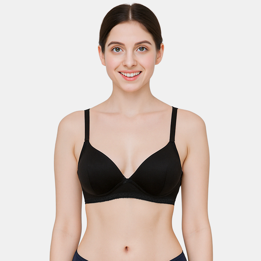 Envie Padded Non Wired Moulded 3/4th Coverage T-shirt Bra - NVB1143 (Black)