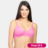 Envie Pack of 2 Non-Padded Non-Wired 3/4th Coverage Minimizer Bra - NVB1001 (Pink)