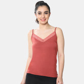 Envie Regular Fit V-Neck Short Length Lace Camisole - NVC3030 (Light Maroon)