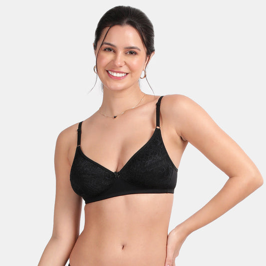 Envie Non-Padded Non-Wired 3/4th Coverage Lace Bra - NVB1133 (Black)