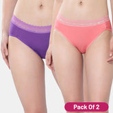 Envie Medium Rise 3/4th Coverage Lace Hipster (Pack of 2) NVP2057 (Rose Purple)