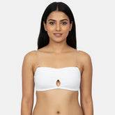 Envie bandeau bra with transparent back medium coverage NVB1141 white strapless seamless fashion bra for women