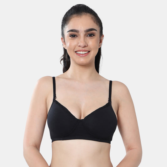 Envie Padded Non-Wired 3/4th Coverage T-Shirt Lace Bra - NVB1115 (Black)