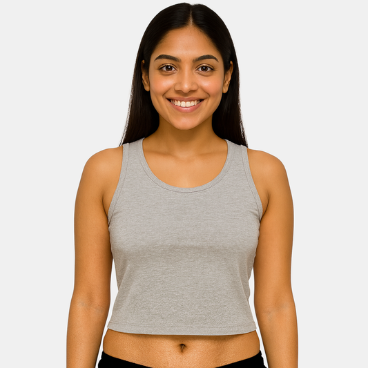 Envie Regular Fit U Neck Short Length Camisole Tank Top - NVC3033 (Grey Melange)