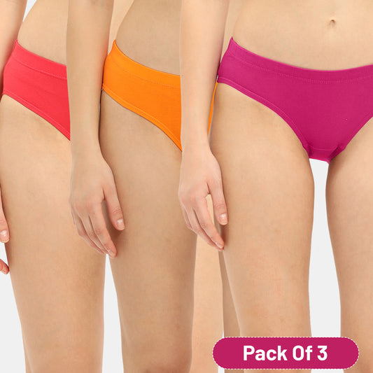 Envie Medium Rise 3/4th Coverage Hipster Panty (Pack of 3) - NVP2049 (Rosebite Orange Purple)