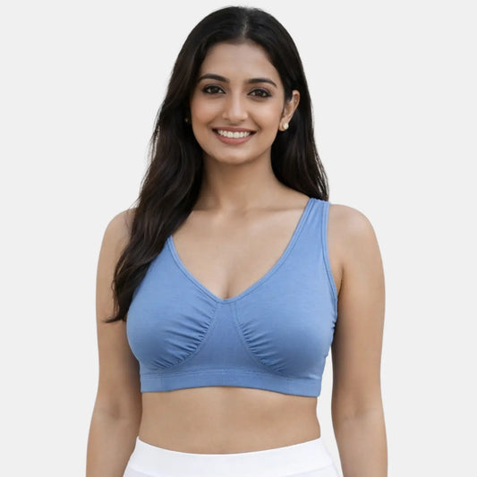 Envie Non-Padded Non-Wired Full Coverage Sleeping Bra - NVB1022 (Blue)
