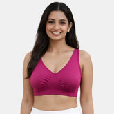 Envie sleeping bra non padded non wired full coverage NVB1022 dark maroon soft cotton comfort night bra for women