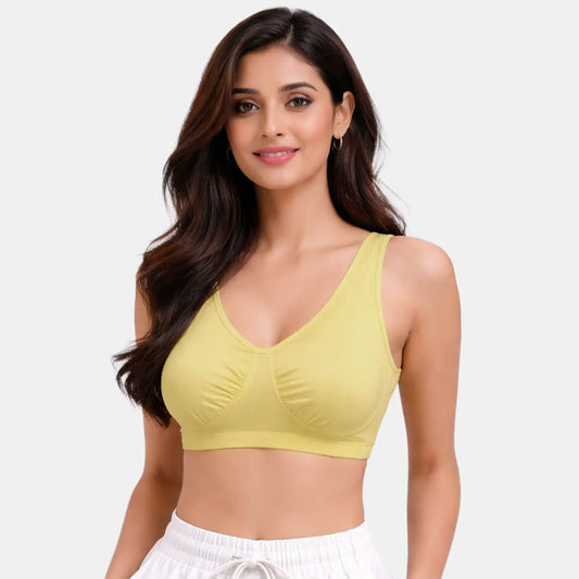 Envie Non-Padded Non-Wired Full Coverage Sleeping Bra - NVB1022 (Yellow)