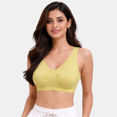 Soft cotton sleeping bra yellow Envie full coverage non wired lightweight comfortable night bra for women