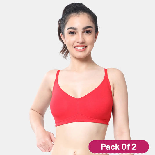 Envie Value+ Non-Padded Non-Wired Full Coverage T-Shirt Bra - NVB1092 (Red)