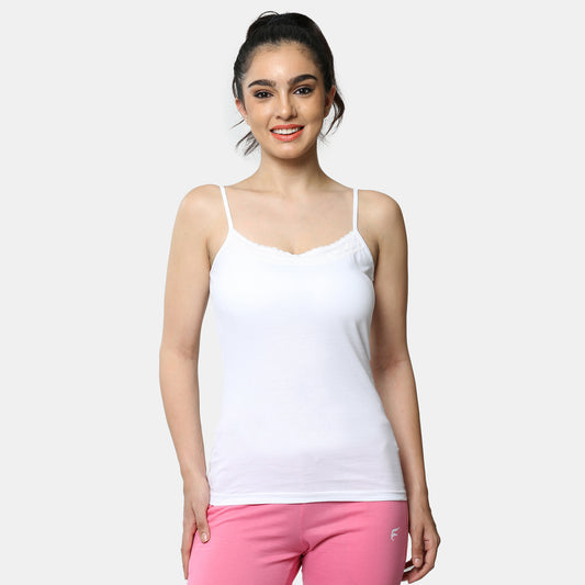 Envie Contour Fit Round Neck Short Length Lace Camisole - NVC3025 (White)