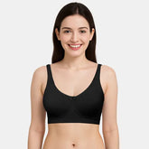Black seamless T-shirt bra non padded non wired 3/4th coverage daily wear bra