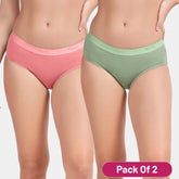 Envie Medium Rise 3/4th Rear Coverage Hipster(Pack Of 2) - NVP2059(Woodrose fair Green)