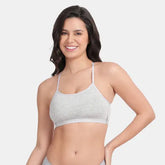Soft comfortable girls bra grey melange Envie 3/4th coverage non wired non padded lightweight beginners bra for teens