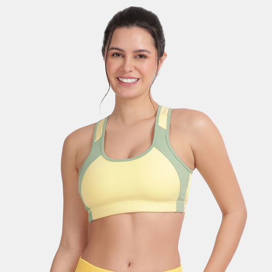 Envie Padded Non-Wired Full Coverage Sports Bra - NVB1051 (Fair Green - Yellow)