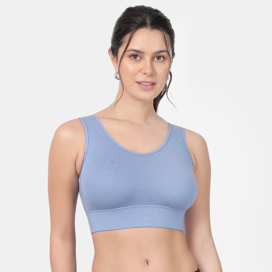 Envie Padded Non-Wired Full Coverage Sports Bra With Removable Padding - NVB1127 (Blue)