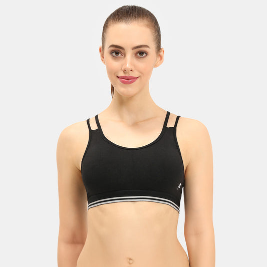 Envie Padded Non-Wired Full Coverage Sports Bra - NVB1069 (Black)