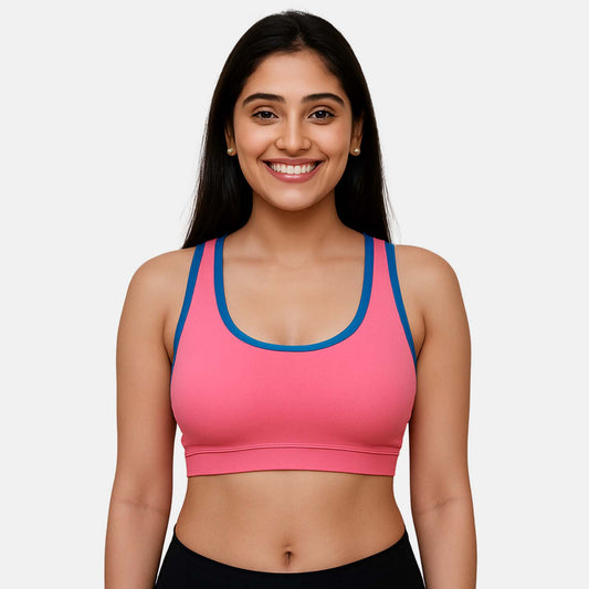 Envie Padded Non-Wired Full Coverage Sports Bra - NVB1050 (Salmon Rose)