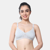 Envie Non-Padded Non-Wired Full Coverage T-Shirt Lace Bra - NVB1088 (Grey Melange)