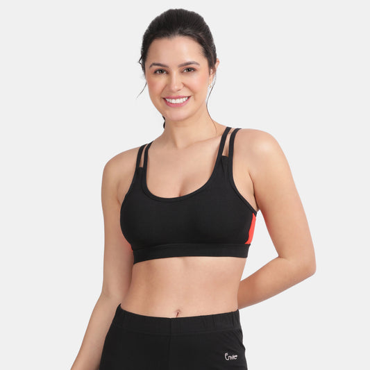 Envie Padded Non-Wired Full Coverage Sports Bra - NVB1068 (Black Fiesta)