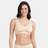 Envie sleeping bra non padded non wired full coverage NVB1022 beige soft breathable cotton night bra for women