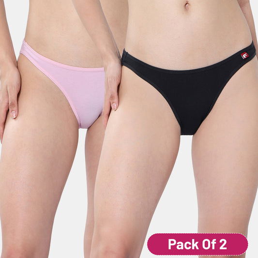 Envie Low Rise Half Coverage Bikini (Pack of 2) - NVP2055 (Black Pink)