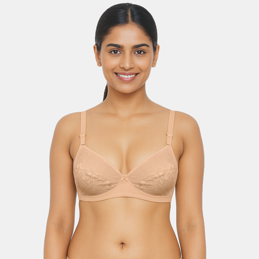 Envie Non-Padded Non-Wired 3/4th Coverage Lace Bra - NVB1133 (Skin)