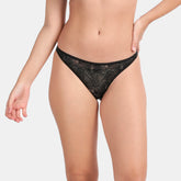 Envie Low Rise Zero Rear Coverage Lace Thong - NVP2061 (Black)