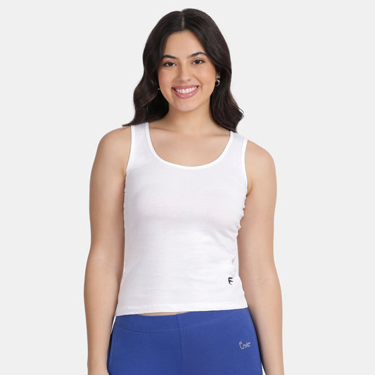 Envie Regular Fit U-Neck Short Length Tank Top - NVC3022 (White)