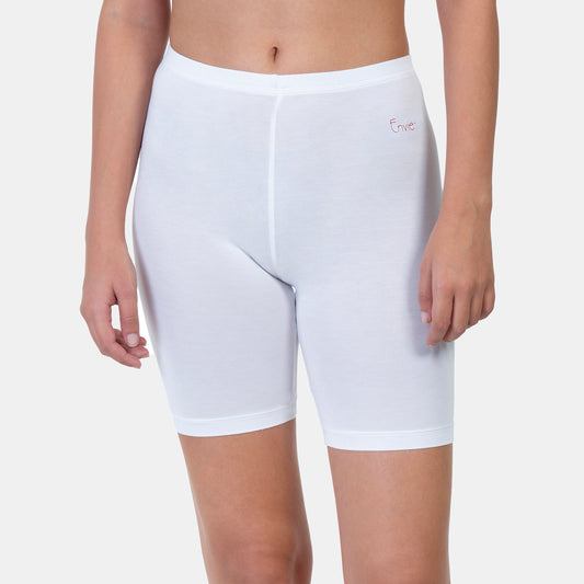 Envie Value+ Hugged Fit Thigh Length Cycling Shorts - NVS5020 (White)