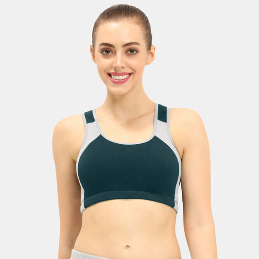 Envie Padded Non-Wired Full Coverage Sports Bra - NVB1051 (Dk Teal Grey Melange)