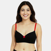 Envie Padded Non Wired Moulded 3/4th Coverage T-shirt Bra - NVB1140 (Black Red)