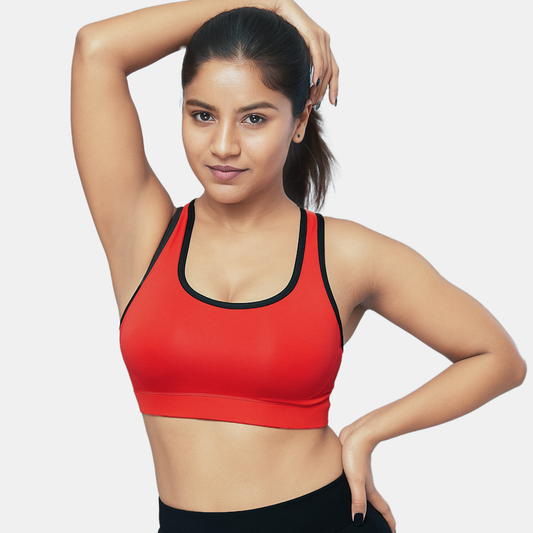 Envie Padded Non-Wired Full Coverage Sports Bra - NVB1050 (Red Black)