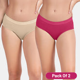 Envie Medium Rise 3/4th Rear Coverage Hipster(Pack Of 2) - NVP2059(Nude Dark Maroon)