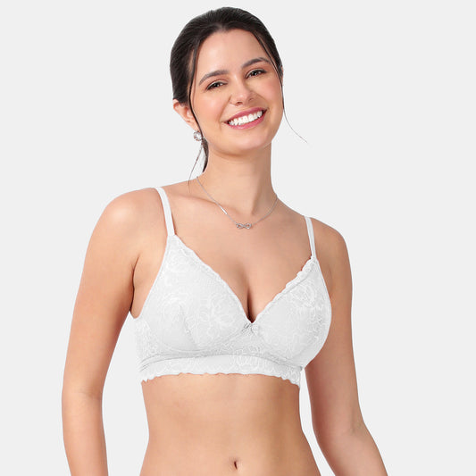 Envie Padded Non-Wired 3/4th Coverage Lace Bra - NVB1131 (White)