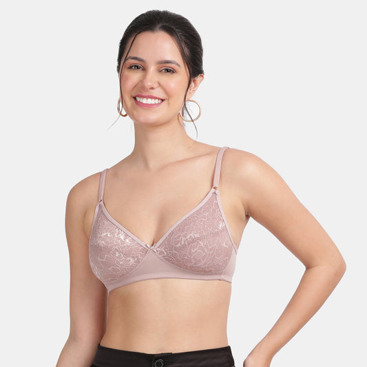 Envie Non-Padded Non-Wired 3/4th Coverage Lace Bra - NVB1133 (Mauve Mist)