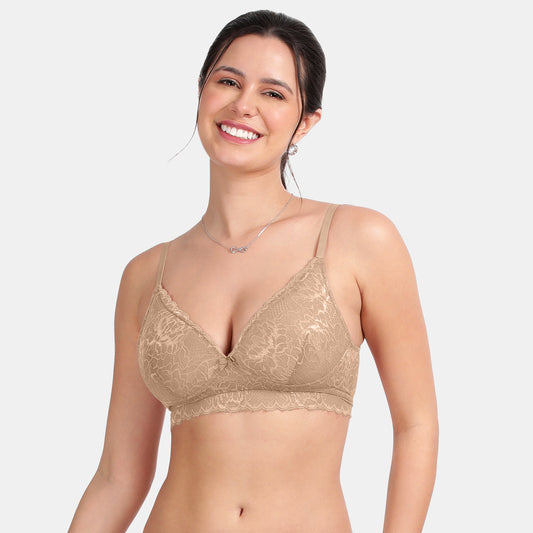 Envie Padded Non-Wired 3/4th Coverage Lace Bra - NVB1131 (Skin)