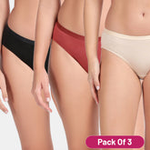 Envie Low Rise Half Coverage Bikini (Pack of 3) - NVP2053 (Black Maroon Nude)