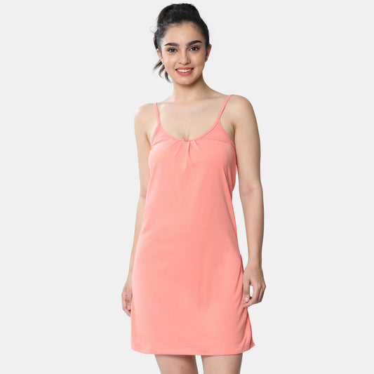 Envie Relaxed Fit Scoop Neck Thigh Length Kurta Slip - NVC3027 (Peach)