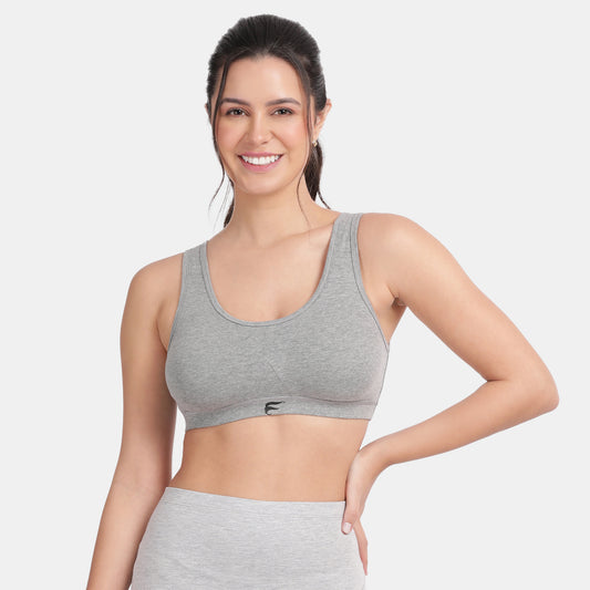 Envie Non-Padded Non-Wired Full Coverage Sports Bra - NVB1055 (Grey Melange)