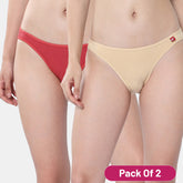 Envie Low Rise Half Coverage Bikini (Pack of 2) - NVP2055 (Coral Nude)