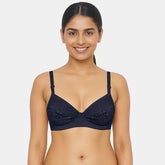 Navy lace everyday bra for women, Envie non-padded non-wired 3/4th coverage