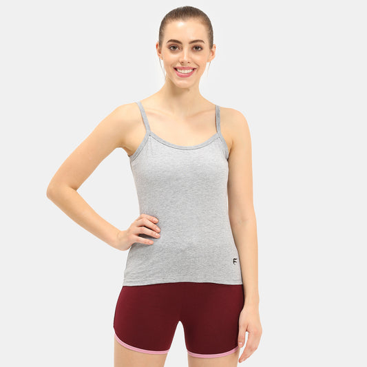 Envie Regular Fit Round Neck Short Length Basic Camisole - NVC3021 (Grey Melange)