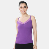 Envie Regular Fit V-Neck Short Length Lace Camisole - NVC3030 (Purple)